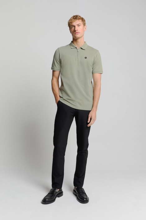 NO-EXCESS polo zip pique garment dyed
